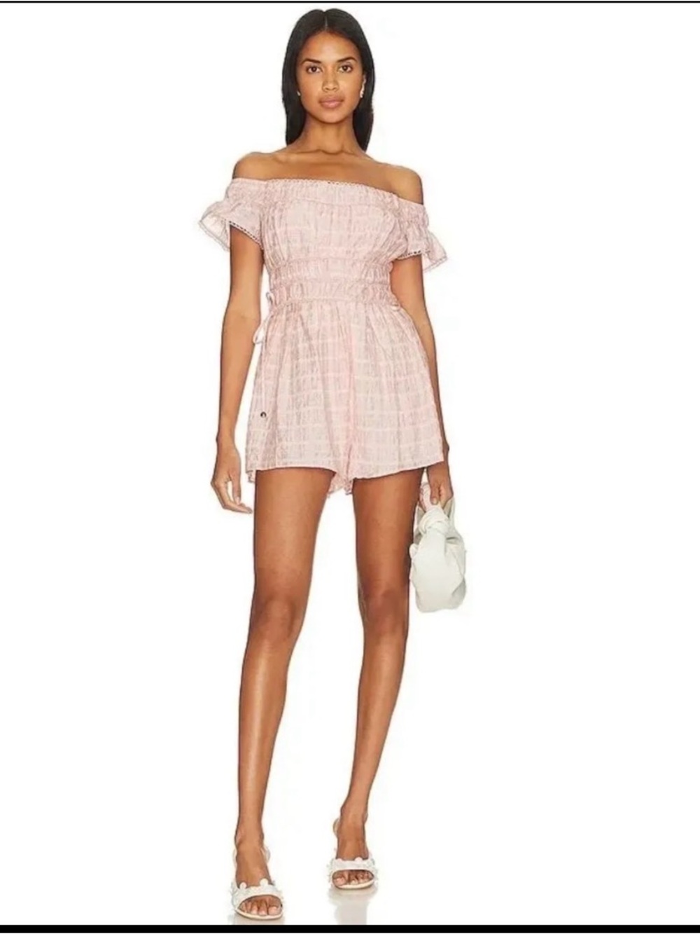 Tularosa Pale Pink Off-Shoulder Romper